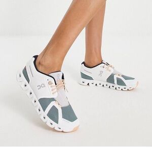 On Running Women's White and Teal Athletic Shoes